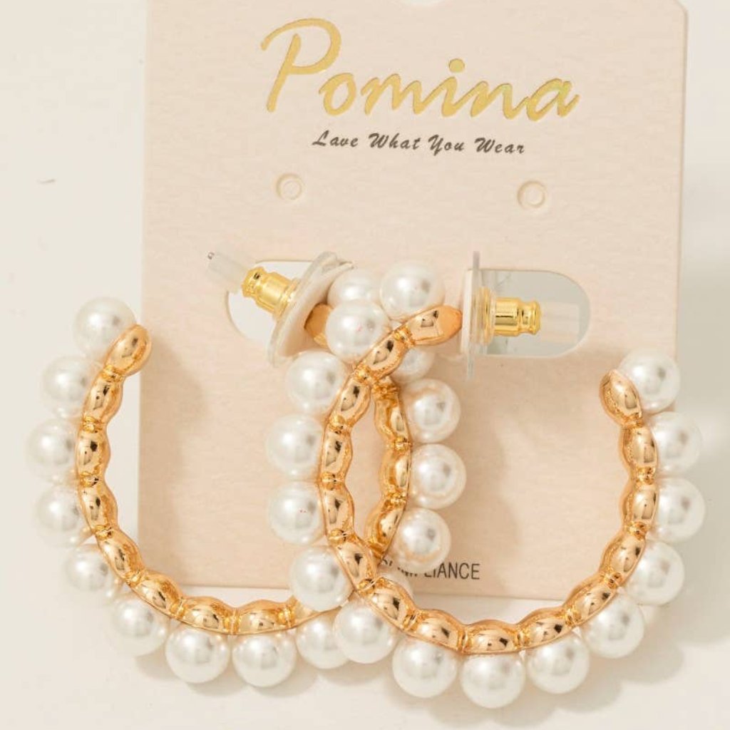 Pearl Beaded Hoop Earrings
